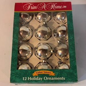 Vintage Trim a Home mercury glass Christmas ornaments box of 12